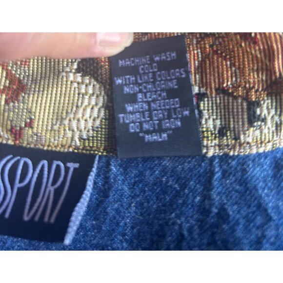 Vintage 80s 90s Blassport Womens Embroidered Denim Jean Jacket Floral Collar - S - Picture 6 of 9